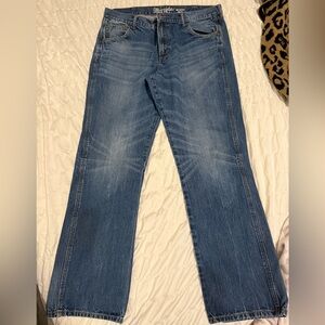 Wrangler Blue Denim Jeans with Brown Accents